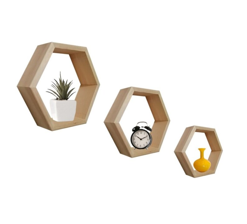 Set of 3 Shelves Hexagonal Circle Shelf Custom Etsy