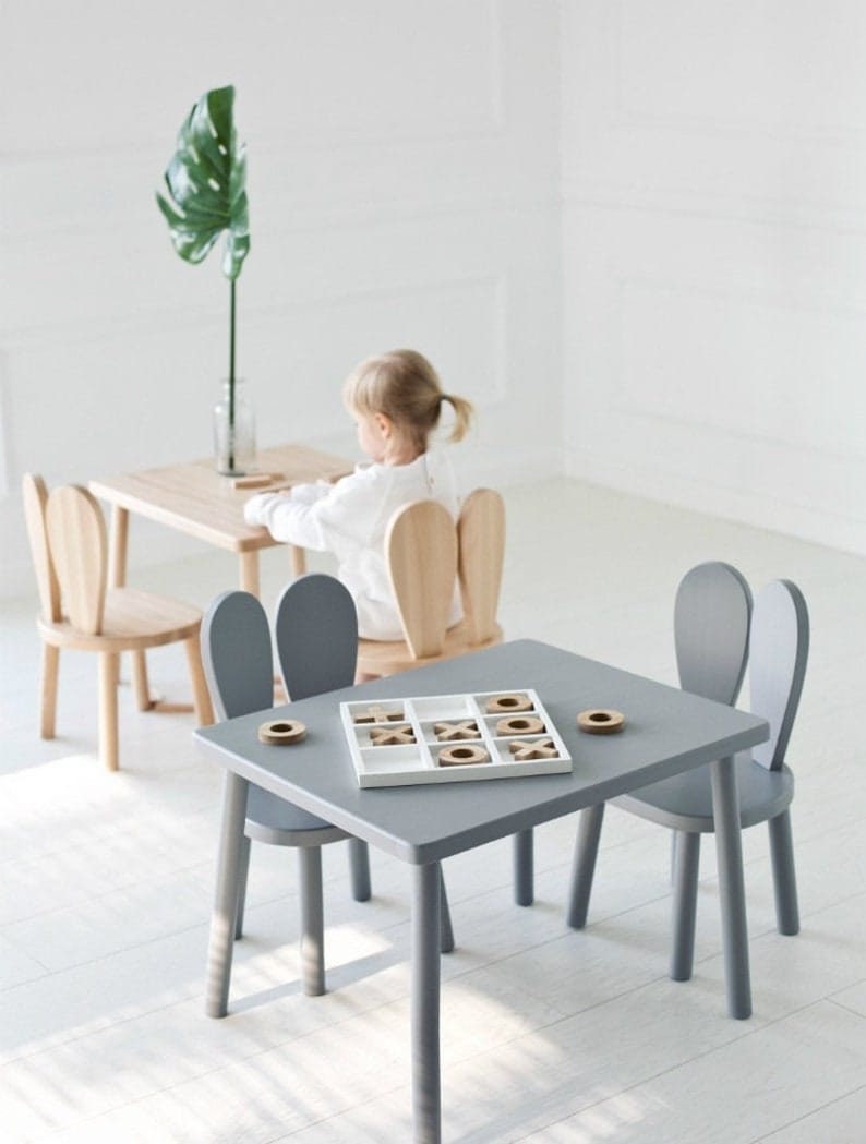 Montessori Chair Wooden Kids Table and Chair Set Wooden Etsy
