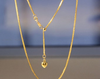 Customized 18K Solid Gold Fine Chain Long Adjustable Chain