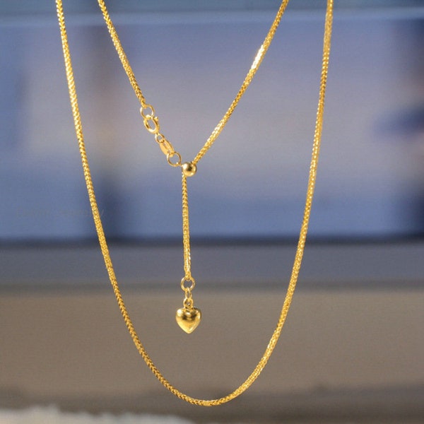 Customized 18K Solid Gold fine chain, long adjustable chain, necklace , real 18K gold AU750 solid gold necklace