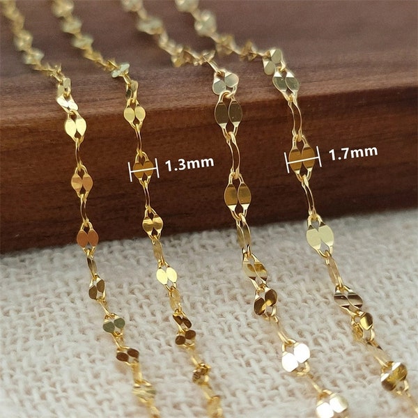Customized 18K Solid Gold sparkle chain, long chain, necklace , real 18K gold AU750 solid gold necklace