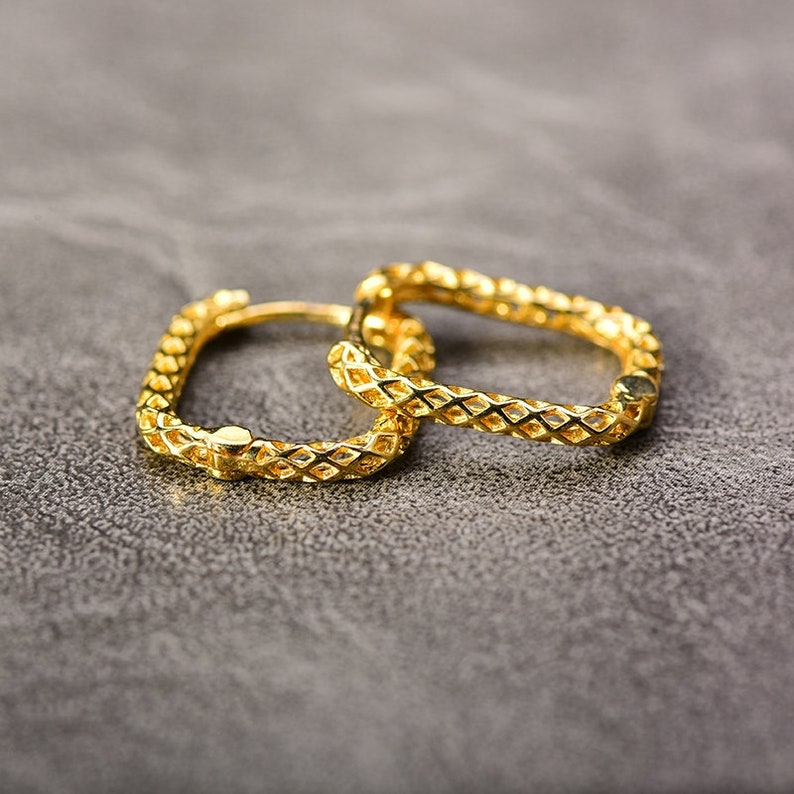 Customized 10K Solid Gold Square Hoop Earrings10k Real Gold Etsy