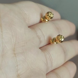 Customized 18K Solid Gold sparkle ball earring,  real 18K solid gold AU750 solid gold back earring studs