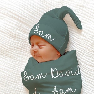 SALE! BABY NAME Swaddle - Baby Boy Swaddle Personalized Newborn Baby Girl Coming Home Outfit Hospital Photo Receiving Blanket Baby Name