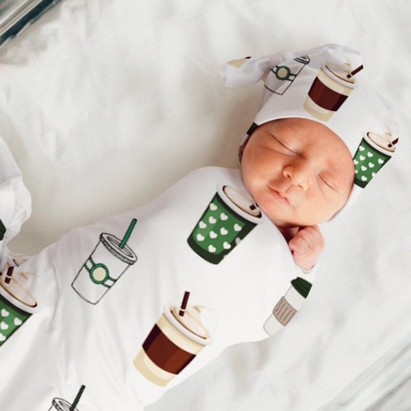 COFFEE Baby Outfit Coffee Swaddle Latte Baby Boy Coming Home Outfit Gender Neutral Baby Shower Gift Coffee Baby Gift Hospital Photo