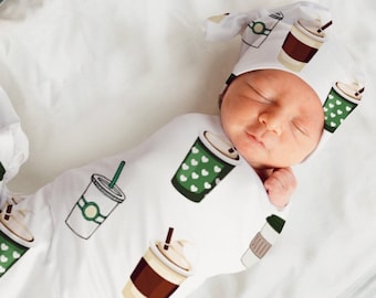 COFFEE Baby Outfit Coffee Swaddle Latte Baby Boy Coming Home Outfit Gender Neutral Baby Shower Gift Coffee Baby Gift Hospital Photo