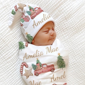Christmas Blanket Personalized Swaddle Gender Neutral Christmas Hospital Photo Blanket Baby Name Outfit Baby Boy Coming Home Outfit Shower