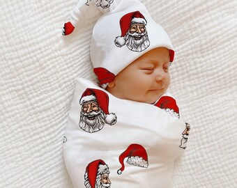 SANTA BABY Christmas Swaddle Christmas Hospital Photo Blanket Christmas Baby Outfit Newborn Christmas Baby Boy Coming Home Outfit Shower