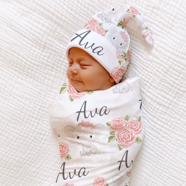 Baby Swaddle With Blanket and Hat Etsy