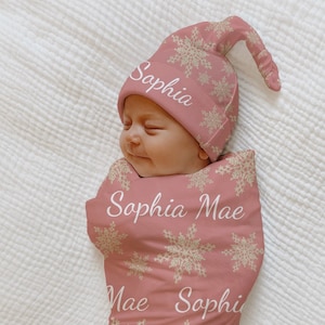BABY GIRL Christmas Swaddle Blanket Winter Flake Personalized Pink Hospital Blanket Christmas Baby Name Reveal Baby Girl Coming Home Outfit Etsy Canada