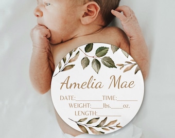 Baby Name Sign | Baby Name Announcement Wood Sign Birth Announcement Hospital Name Sign Birth Stat Sign Personalized Shower Gift Swaddle Hat