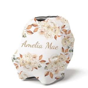 BOHO FLORAL Car Seat Cover - Nursing Cover Breastfeeding Cover Shopping Cart High Chair Changing Pad Bedding Personalized Baby Shower Gift