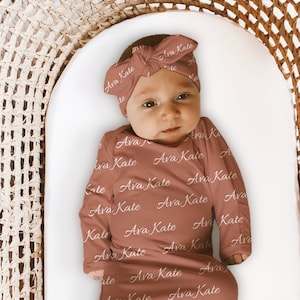 BABY NAME Blanket - Personalized Newborn Boy Baby Gift Newborn Baby Girl Coming Home Outfit Hospital Photo Receiving Hat Swaddle
