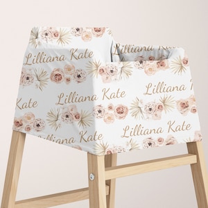 PERSONALIZED High Chair Cover Car Seat Cover Baby Girl Sheet Crib Bedding Nursery Boho Floral Baby Name Blanket Baby Shower Gift Milestone