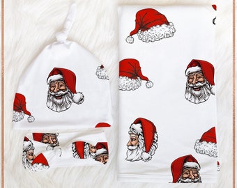 SANTA Christmas Swaddle Christmas Hospital Photo Blanket Santa Baby Outfit Newborn Santa Baby Boy Coming Home Outfit Shower