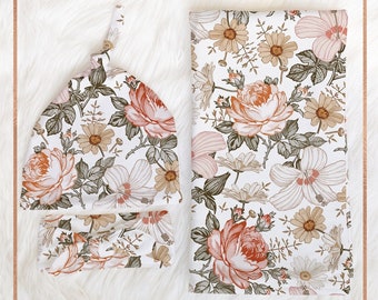 VINTAGE FLORAL Garten Swaddle Decke Swaddle Baby Girl Coming Home Baby Girl Geschenk Set Neutral Baby Geschenk Set Willkommen Baby Shower