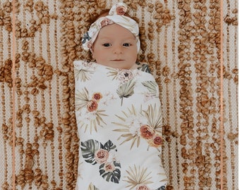 BOHO BABY NURSERY Baby Swaddles Baby Nursery must have Gorgeous gray and pink floral steer Newborn photography gift Soft jersey fabric
