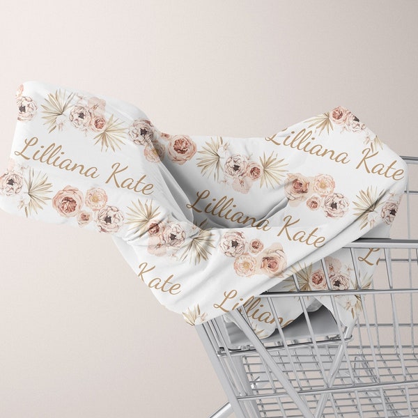 PERSONALIZED Shopping Cart Cover High Chair Car Seat Cover Baby Girl Sheet Crib Bedding Floral Baby Name Blanket Baby Shower Gift Milestone