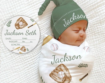 Baseball Baby Swaddle Blanket Newborn Swaddle Boy girl Baby Blanket Swaddle Set Top Knot Hat Stretchy Knit Swaddle Baby Swaddle Etsy Canada