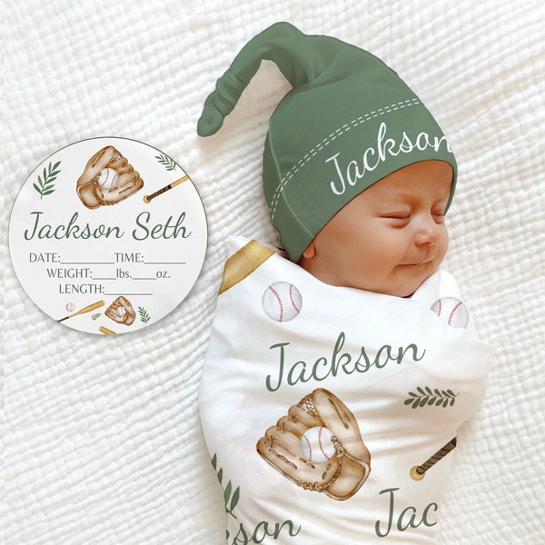 BASEBALL Hat Name Blanket Baby Boy Personalized Shower Gift Softball Swaddle Ball Newborn Coming Home Outfit Hospital Sports Baby Blanket