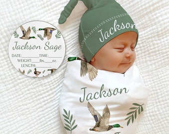 MALLARD DUCK Baby Birth Stat Sign Gift Set -Personalized Birth Announcement Plaque Birth Stat Baby Shower Name Announcement Sign Duck Boat