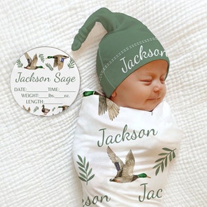 MALLARD DUCK Baby Birth Stat Sign Gift Set -Personalized Birth Announcement Plaque Birth Stat Baby Shower Name Announcement Sign Duck Boat