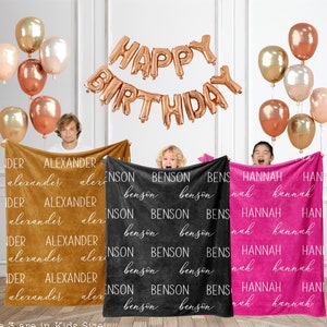 NEW!*** Kids Name Blanket With Name for Girls for Boys Custom Christmas Gift for Grandkids Present Personalized Kids Birthday Gift With Name
