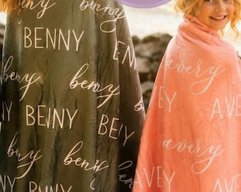 NEW!*** Kids Name Blanket, Custom Blanket With Name Girls Boys Christmas Gift for Grandkids Present Personalized Blanket Kids Birthday Gift