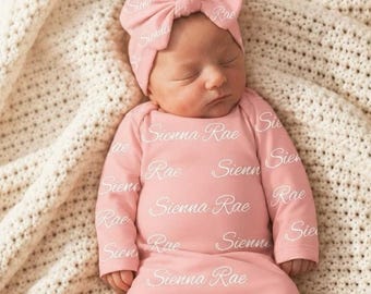 Swaddle Blanket, Personalized Monogram Fabric Name, Newborn Receiving Photo, Coming Home Outfit, Name Hat, Baby Keepsake