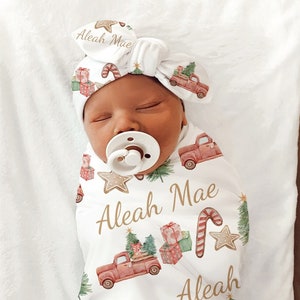 Christmas Blanket Personalized Swaddle Gender Neutral Christmas Hospital Photo Blanket Baby Name Outfit Baby Boy Coming Home Outfit Shower