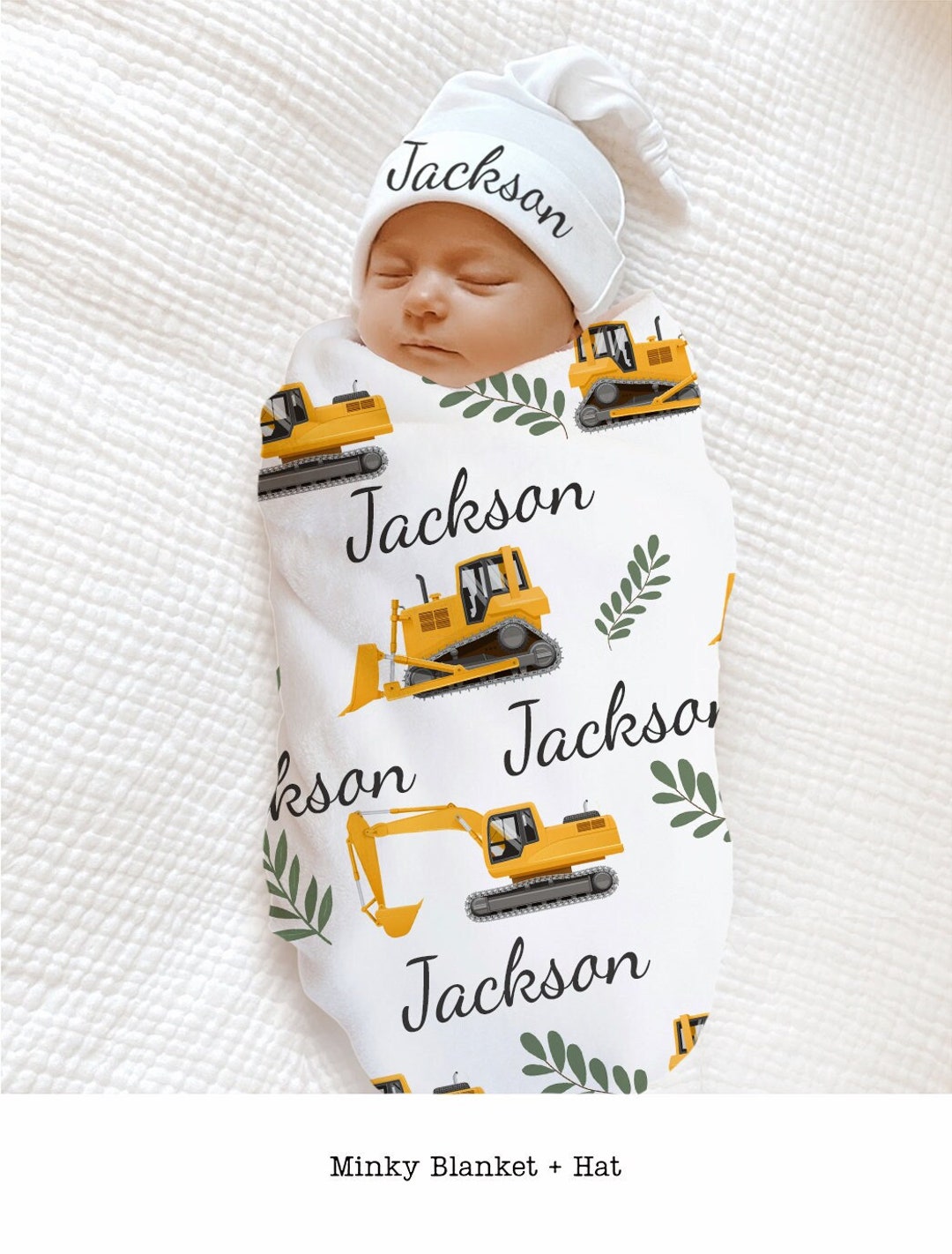Bulldozer Baby Blanket Swaddle Dozer Trucks Cranes Excavator
