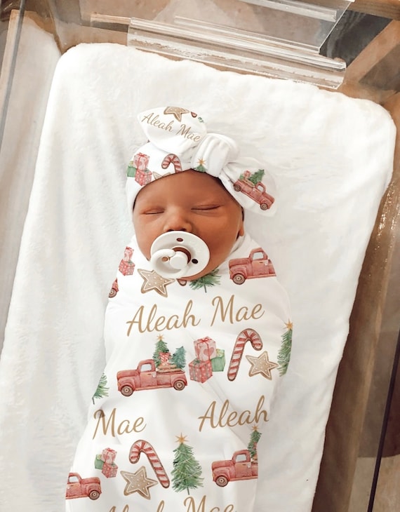 Christmas Swaddle Blanket Personalized Gender Neutral Christmas