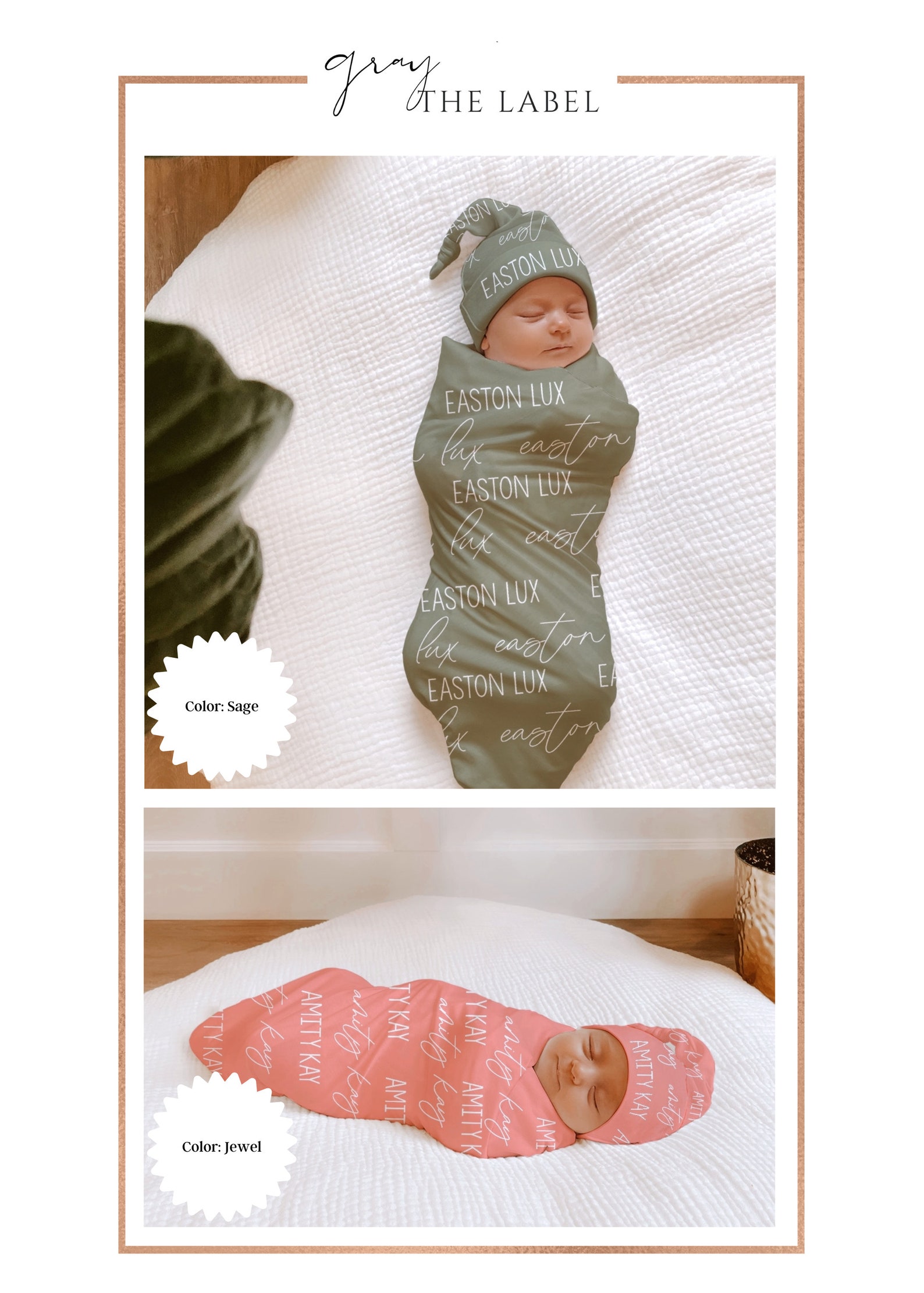 Newborn Boys Bamboo Knotted Gown, Hat and Swaddle Layette Set