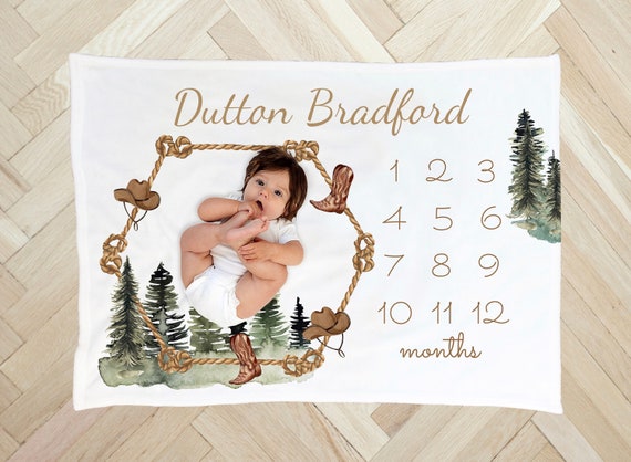 PERSONALIZED Baby BOY Milestone Blanket Cowboy Western Monthly Ranch Month Custom Age Growth New Mom Baby Shower Gift Neutral Boho Minky Etsy Canada