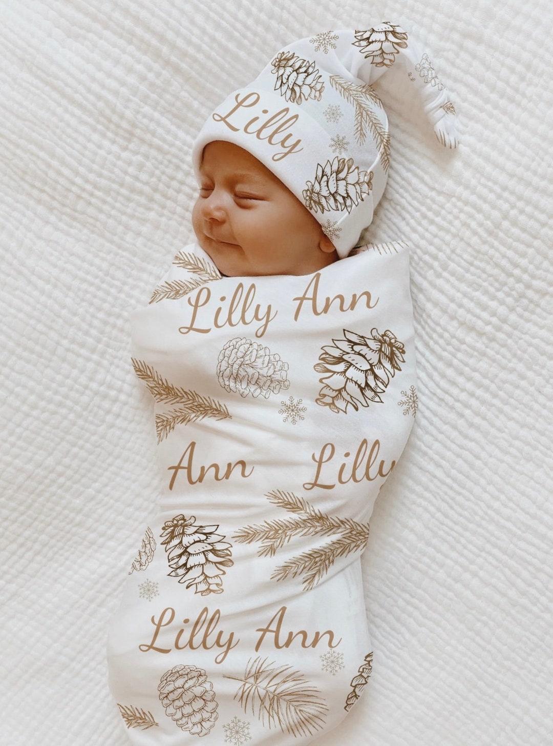 GOLD Christmas Swaddle Personalized Baby Girl Hospital Photo Etsy