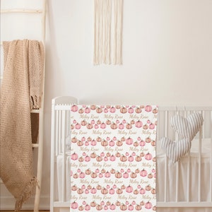 PERSONALIZED PINK Pumpkin Swaddle Baby Name Blanket, Baby Girl Coming ...