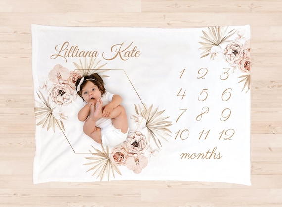 Personalized milestone sales blanket girl