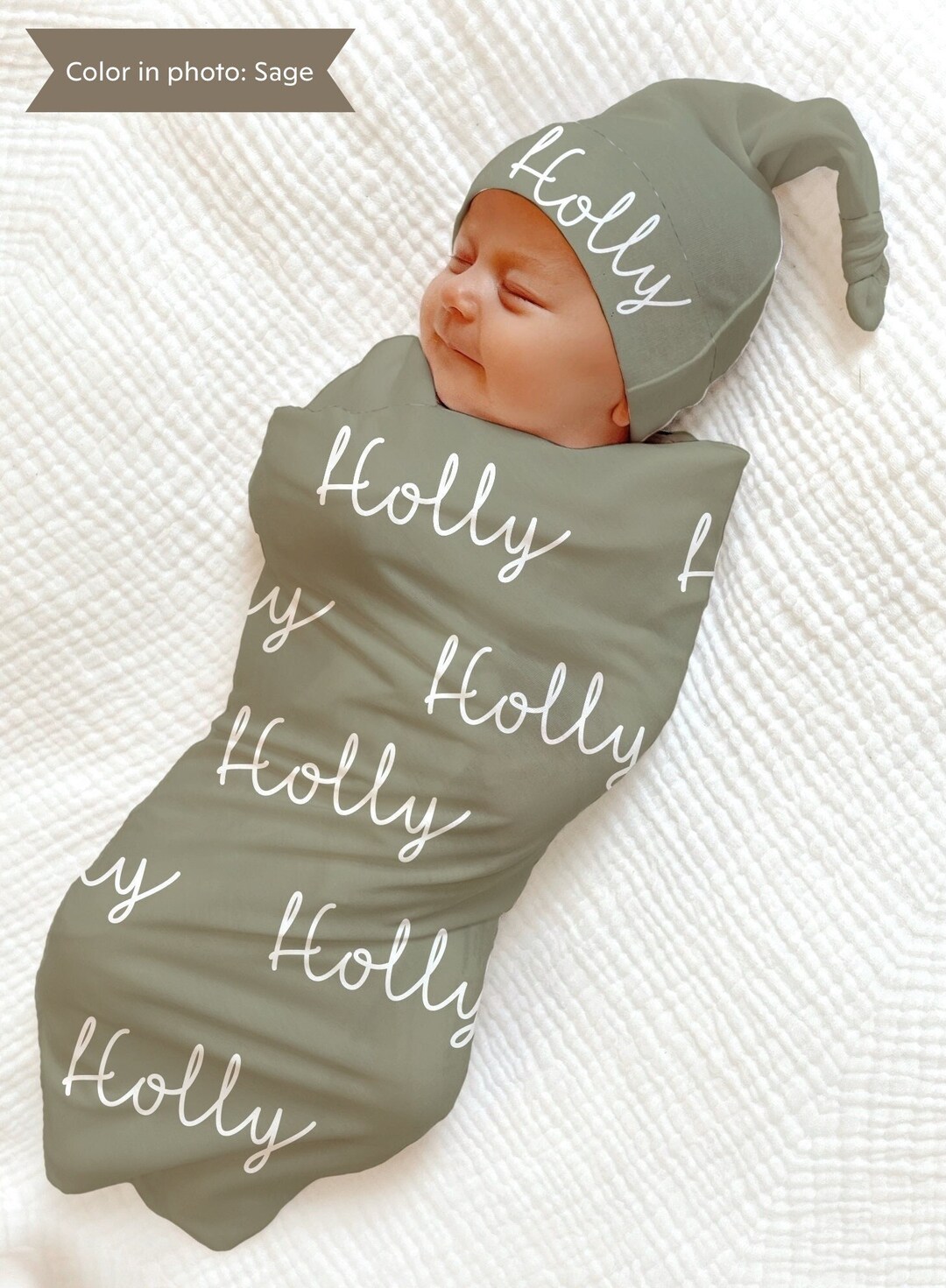 SALE BABY NAME Swaddle Baby Girl Swaddle Knot Hat Set Personalized