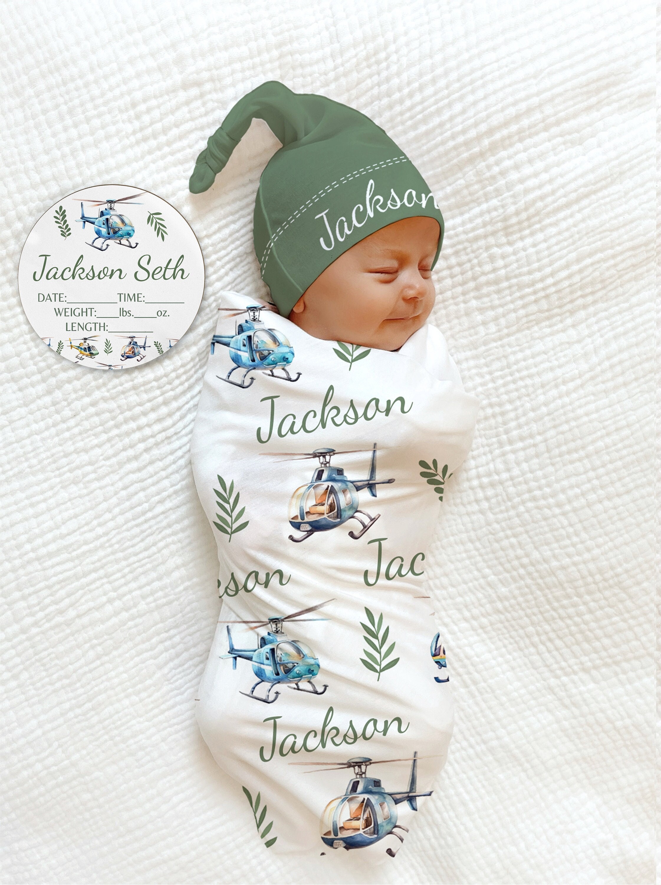 Helicopter Custom Baby Boy Name Blanket - Helicopter Swaddle Blanket Personalized Baby Shower Gift Boy Soft Name Blanket Pilot Name Blanket