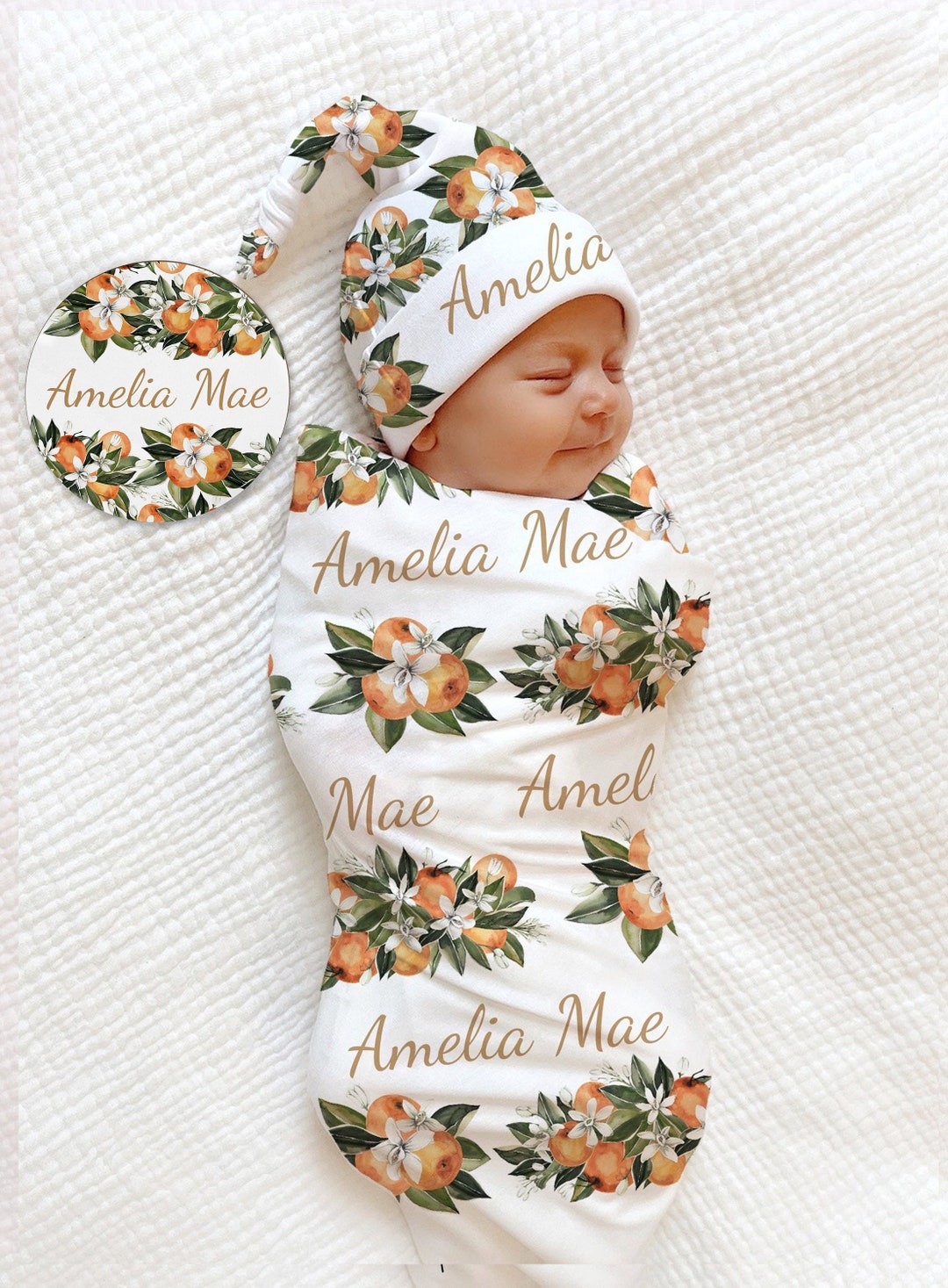 Elegant Newborn Baby Gift Set – White with Peach Bow Accents main image 1