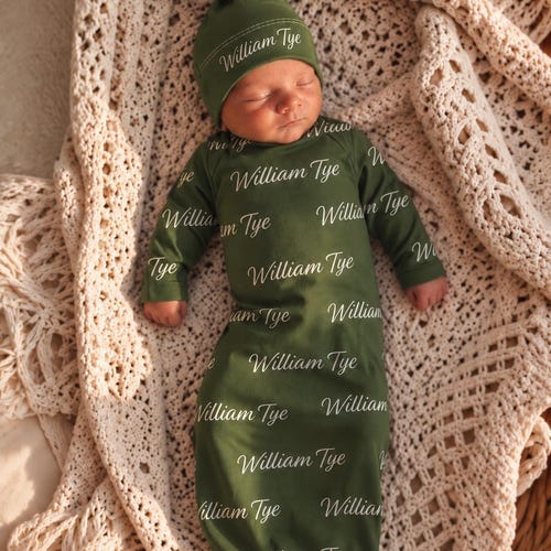 Opciones de conjunto de manta para bebé con nombre, atuendo personalizado para la salida del hospital: gorro para recién nacido, diadema, manta, foto del hospital, regalo personalizado para baby shower.