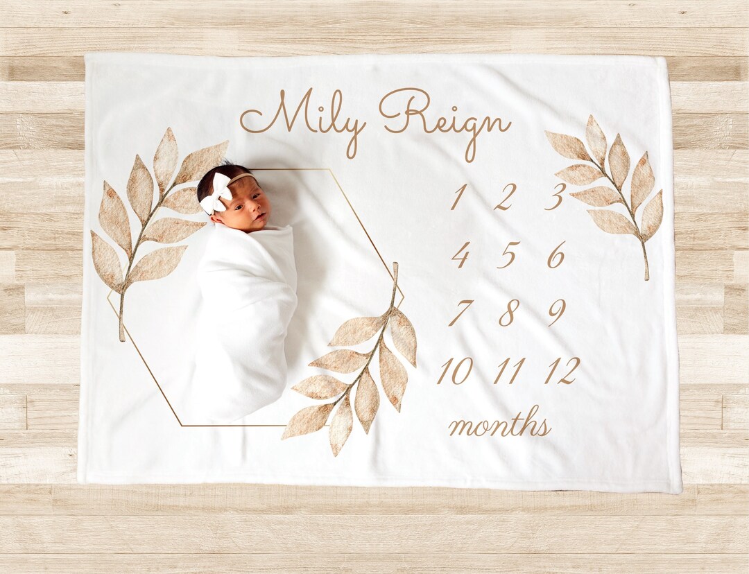 PERSONALIZED GIRL BABY Milestone Blanket Girl Gold Monthly Floral Month Custom Age Growth New Mom Baby Shower Gift Neutral Boho Minky Etsy Canada