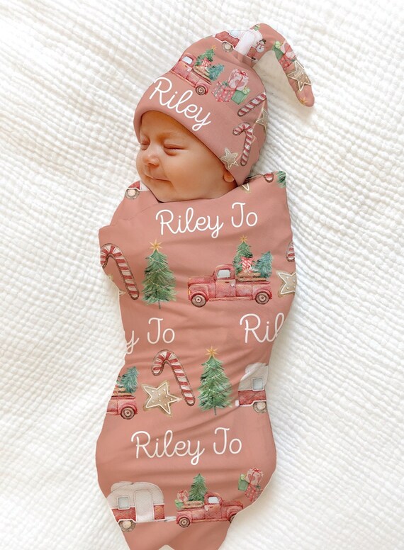 PINK CHRISTMAS Swaddle Blanket Personalized Christmas Baby Etsy