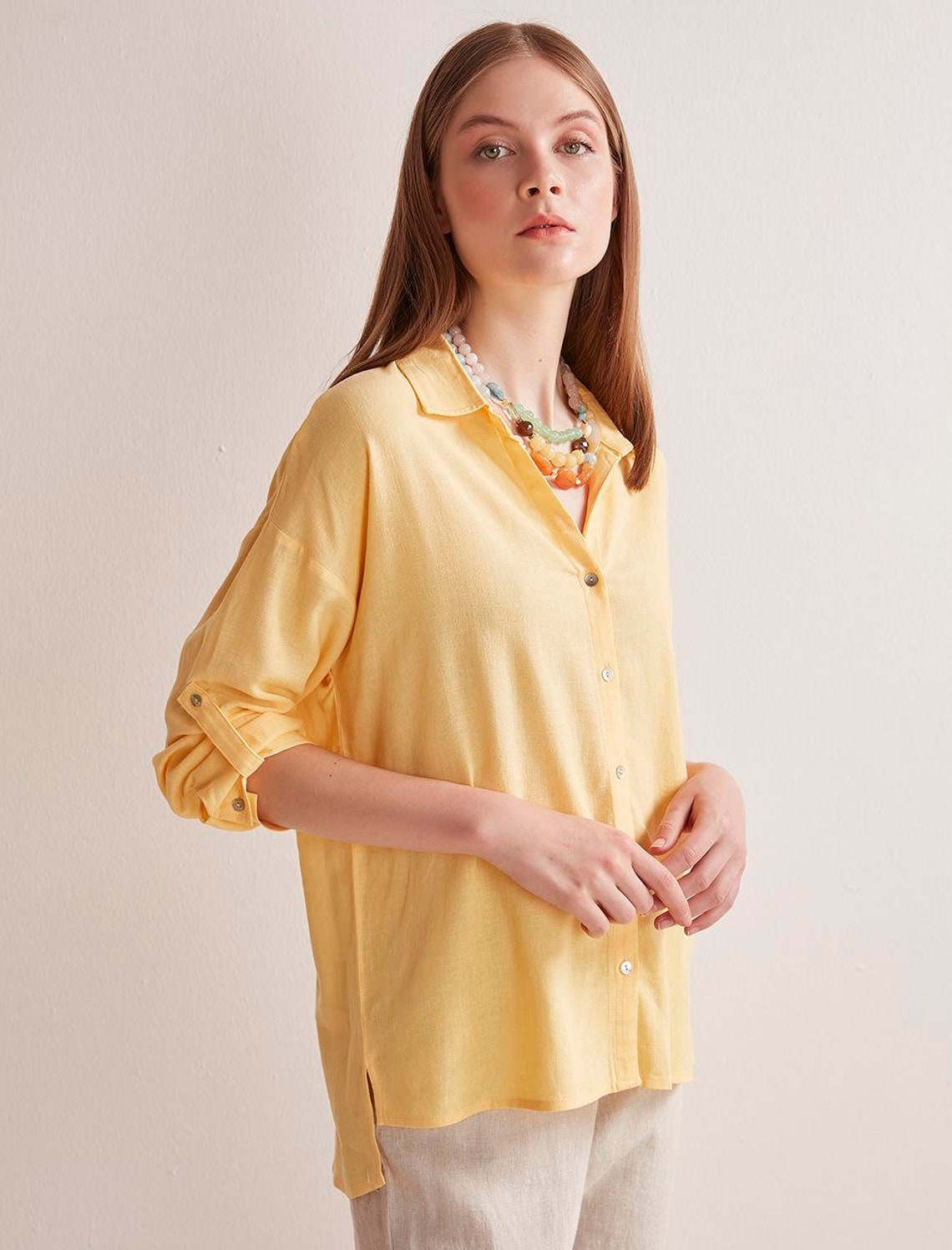 womens linen beach shirt