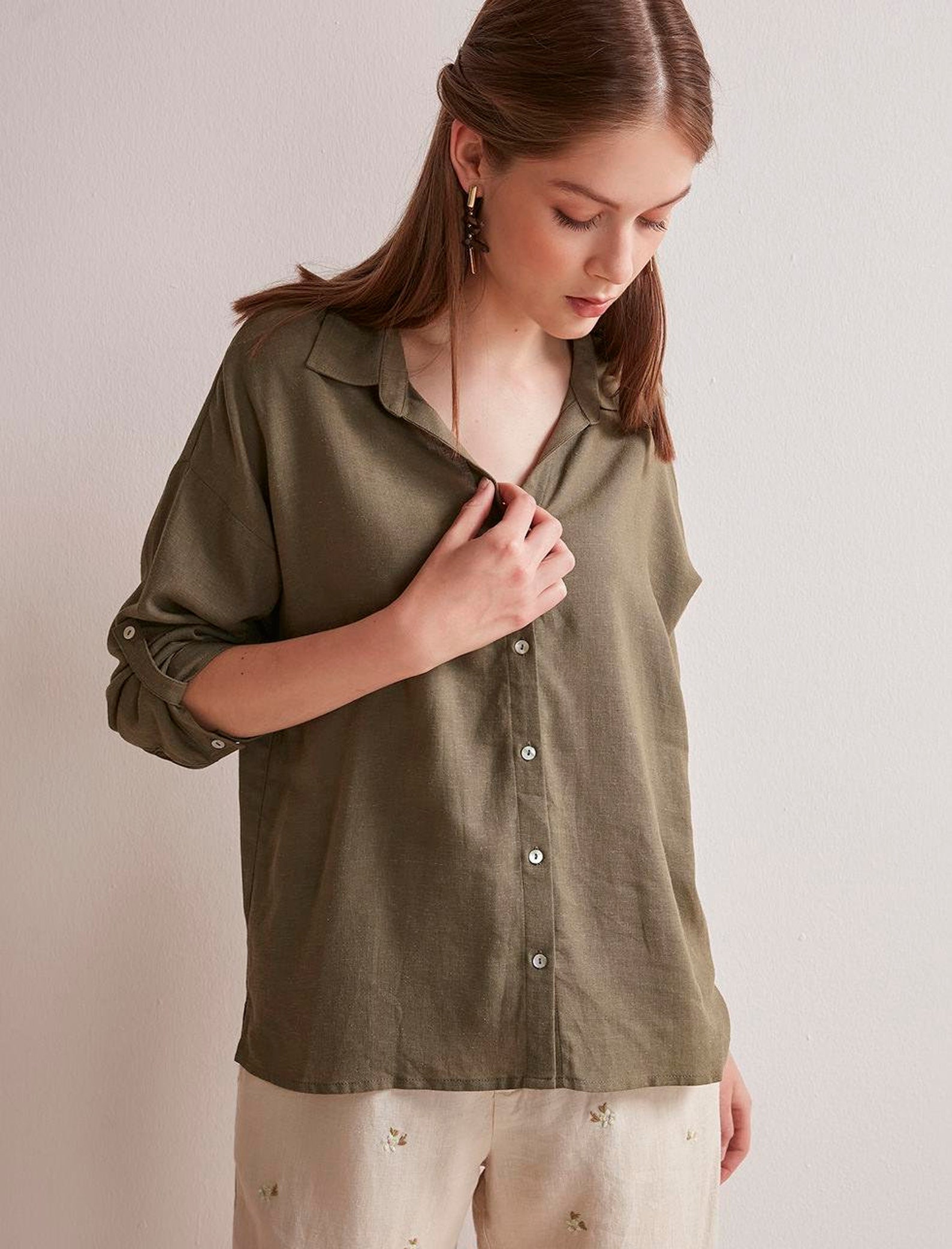 womens linen beach shirt