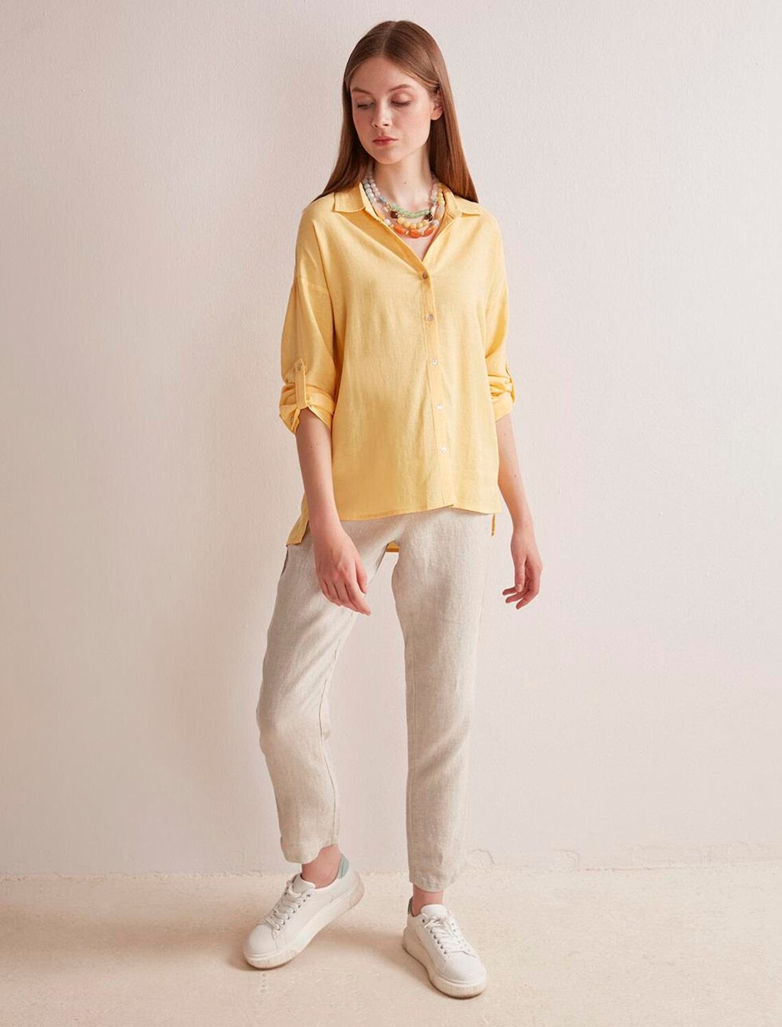 oversized linen beach shirt