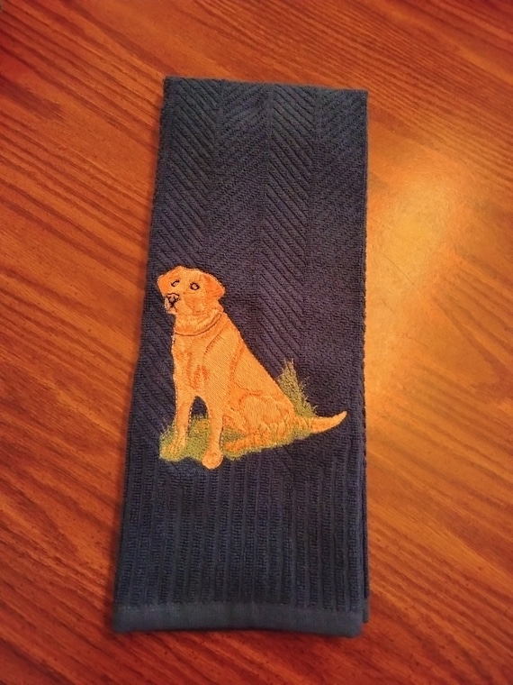 Golden Lab & Paw Print Kitchen Towel Etsy