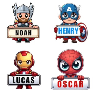 Custom name superhero poster, personalized superhero name tag, superhero print, digital png