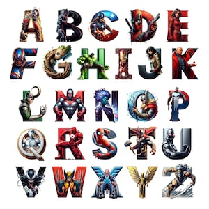 FUENTE DE LETRAS DE SUPERHÉROE, a-z, png