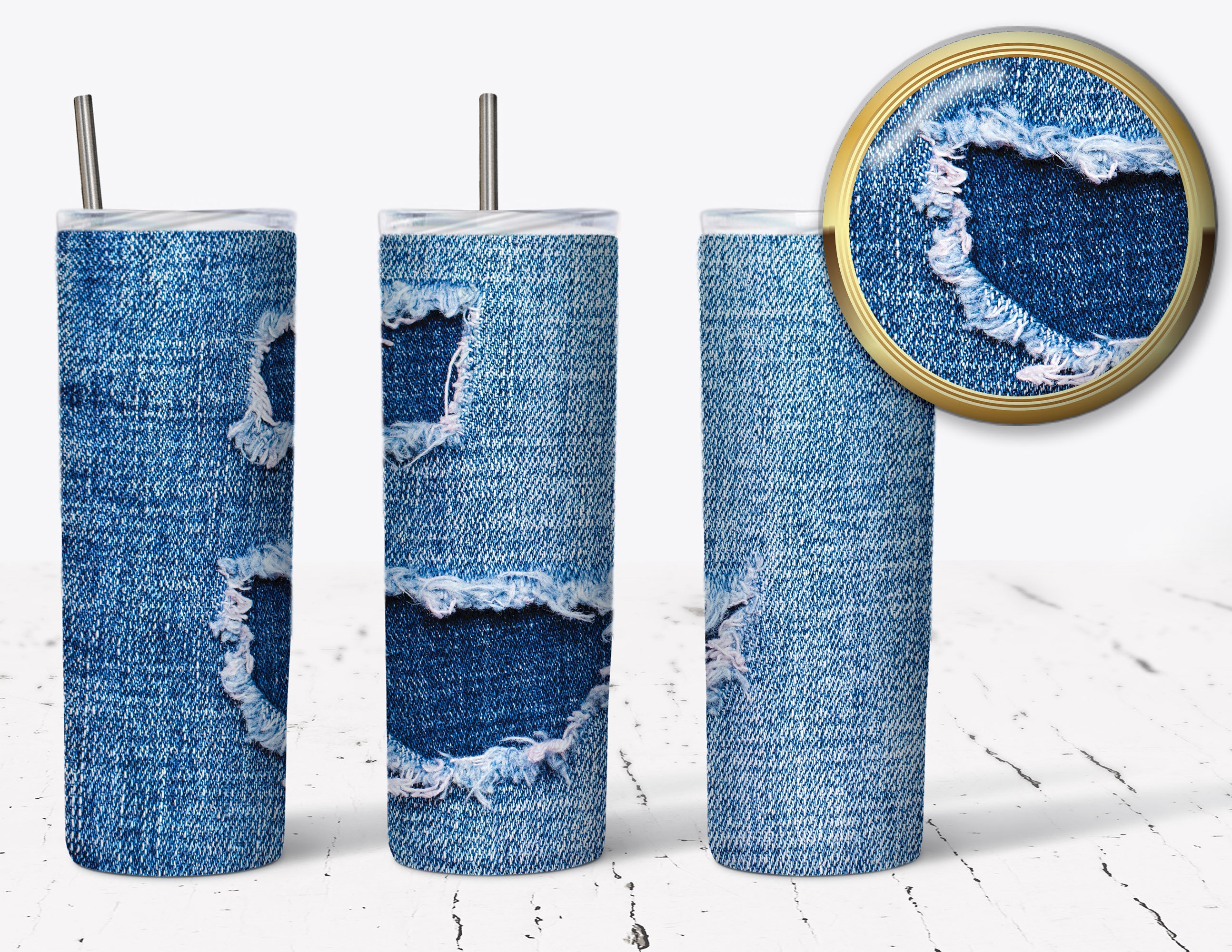 Washed Out Denim Jeans Sublimation Distressed Wrap 20 Oz Etsy UK